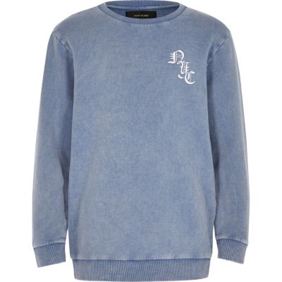 Boys blue washed logo sweatshirt
